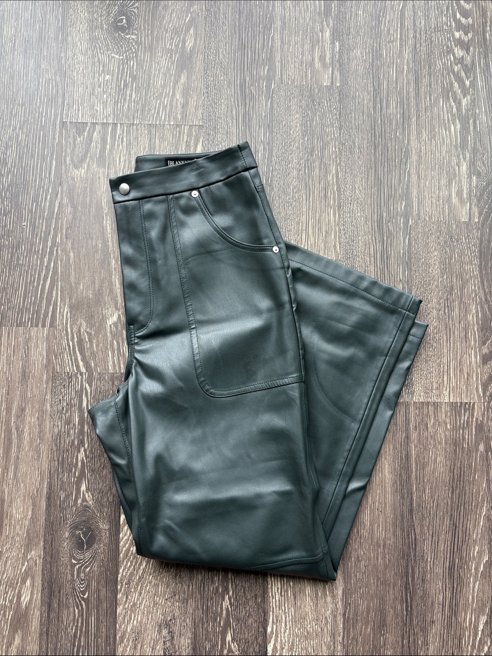 Green leather pants